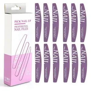 Cạnh Nail in Pick Nail up nhựa + Emery giấy nhám + EVA chất liệu Violet Nail tập 12 PZ làm móng tay thiết lập hoặc Kit