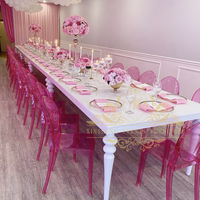 Location de meubles de mariage, Table à manger en MDF blanc avec cadre en acier inoxydable doré