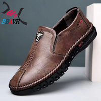 Chaussures plates pour hommes en cuir PU, semelle extérieure en caoutchouc, doublure en mesh, légères, pour l'été, le printemps et l'automne, mocassins à enfiler