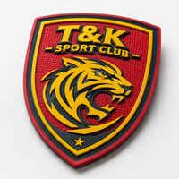 Écusson 3D personnalisé en PVC en relief, logo tigre, badge en caoutchouc texturé rouge et jaune, étiquettes de vêtements pour clubs sportifs et marques d'équipes
