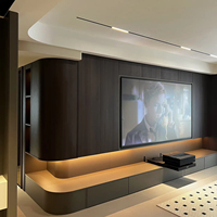 Mueble de TV Moderno con Panel de Madera y Luz LED, Personalizado de Fábrica, para Sala de Estar con Almacenamiento