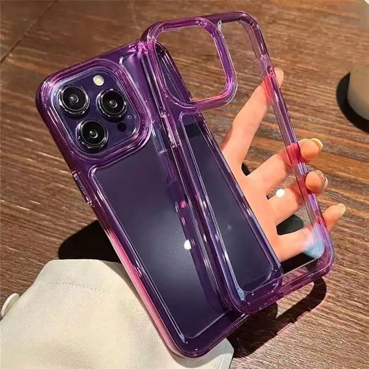 New Anti-yellow Acrylic TPU Hard PC 2 in 1Clear Shockproof Dark Night Purple Space Transparent Phone Cases For iphone 14 pro max
