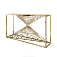 Table console de couloir en métal doré, style européen de luxe, pour hôtel