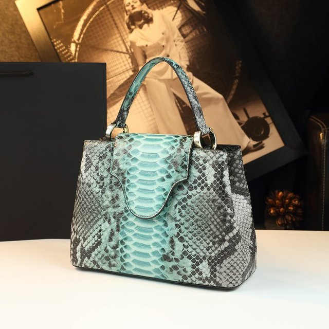 Fashion Women's Exquisite Elegance Python Embossed Top Handle Bag