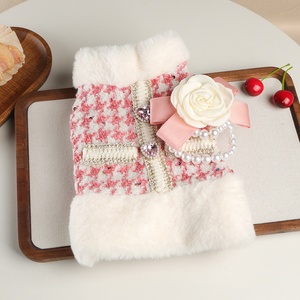 Pet Winter Warm Vest With Pearl Decor Stylish Fall <strong>Cold</strong> <strong>Weather</strong> Coat Soft Comfortable Accessory <strong>Outfit</strong> for Daily Wear - Product Image 4