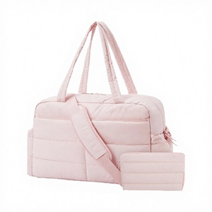 Quilted 31L Waterproof Nylon Travel Duffle Gym <b>Bag</b> Unisex Laptop <b>Carry</b>-<b>On</b> Tote Polyester Lining Physiological Curve Back Zipper - Product Image 3