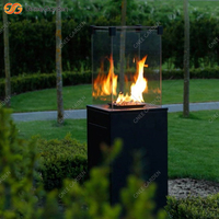 Chauffage au propane moderne certifié CE, foyer extérieur, option bois de chauffage, acier thermolaqué, 15000-39999 BTU - Écologique