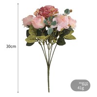 Buket Bunga Buatan Gaya Eropa Ukuran Kecil 6 Tangkai Mawar Hydrangea Hibiscus-Cetak Injeksi Dekorasi Rumah Pernikahan