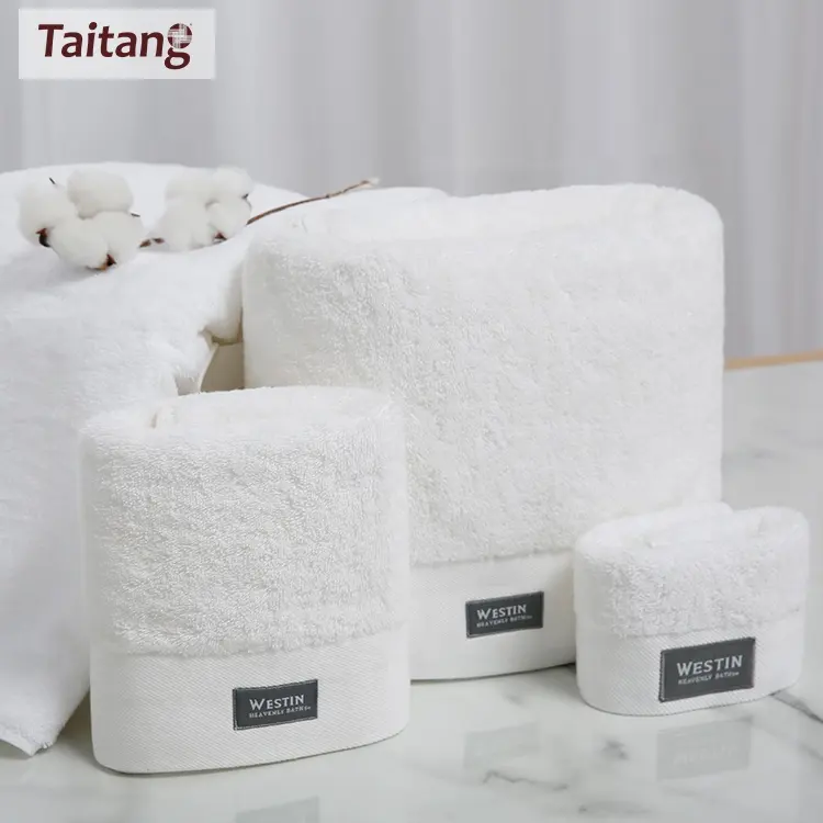 Asciugamani Spa per Hotel Set asciugamani da bagno ricamati in cotone bianco 100% con Logo ricamato