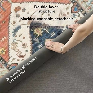 Tappeto in Finto Cashmere Persiano Rimovibile a Doppio Strato Lavabile in Lavatrice <span class=keywords><strong>per</strong></span> Soggiorno <span class=keywords><strong>Camera</strong></span> <span class=keywords><strong>da</strong></span> <span class=keywords><strong>Letto</strong></span> Divano Tavolino - Product Image 3