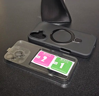 Coque intégrale 360 antichoc en TPU+PC transparent avec chargement magnétique sans fil, motif dessin animé, porte-cartes et anti-traces de doigts