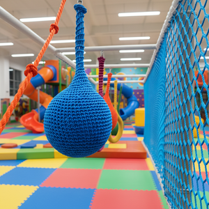 Yüksek Kaliteli Özelleştirilmiş Kapalı Eğlence Tesisleri El Dokuması Tırmanma Gökkuşağı Ağları Model No Düğümleme Ağı - Product Image 1