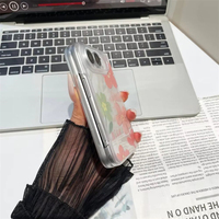 Étui pliable laser coréen INS Line à motif papillon, fleur, cœur et coquille pour iPhone DUO, coque de téléphone rigide en acrylique antichoc
