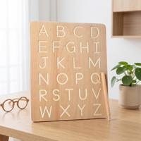 Jouets en bois Montessori, aides pédagogiques pour l'éducation précoce, alphabet et chiffres pour enfants, stylo de calligraphie à double face avec rainures pour le contrôle de la écriture