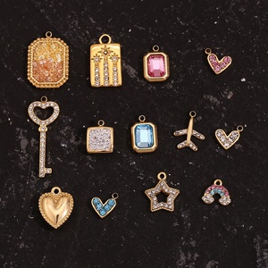 Colgantes de Bisutería para la Creación de Joyas, Dijes de Circonita Brillante, Accesorios de Joyería de Acero Inoxidable Chapado en Oro - Product Image 2