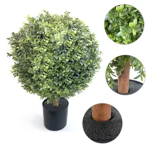 Wholesale Artificial Topiary Plant Ilex Buxus Greenery Boxwood Grass Ball Artificial Bonsai Tree