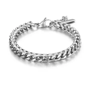 wholesale Woven keel chain men bracelet titanium steel fashion men hip hop accessories non tarnish stainless steel jewelry