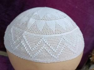 かぎ針編みイスラム教徒の帽子純粋な高グレードイスラム教徒の祈りの細かい糸白いイスラム教徒の帽子男性イスラム教徒の祈り<span class=keywords><strong>Kufi</strong></span>帽子 - Product Image 3