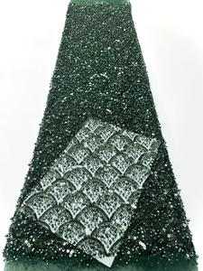 Tissu de dentelle de luxe brodé de sequins NI.AI 2026 <span class=keywords><strong>Aso</strong></span> Ebi, dentelle nigériane pour mariée, tissu de dentelle perlée pour robe de soirée - Product Image 5