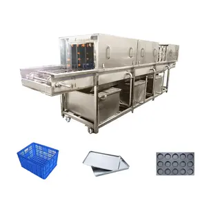 Máquina de limpieza de bandejas de panadería de plástico, cajas de carne y verduras, cesta de lavado, caja de huevos, bandeja de huevos, lavadora