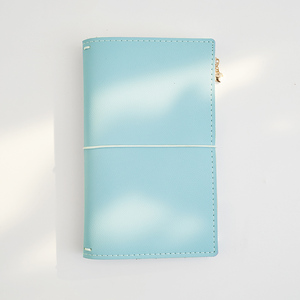 LABON Candy Colors Designed Stationery FSC Paper <strong>Blue</strong> Leather Portable Travelers Cover Zipper <strong>Notebook</strong> - Product Image 5