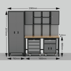 Banco da Lavoro per Officina, Stazione di Lavoro da Garage, Armadietto Portautensili in Metallo da Parete, Banco da Lavoro in Acciaio - Product Image 4