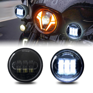 4.5-inch màu đen LED Phụ trợ thấp chùm sương mù ánh sáng với trắng Halo mắt thiên thần và DRL cho Touring Electra Glide hệ thống chiếu sáng - Product Image 1