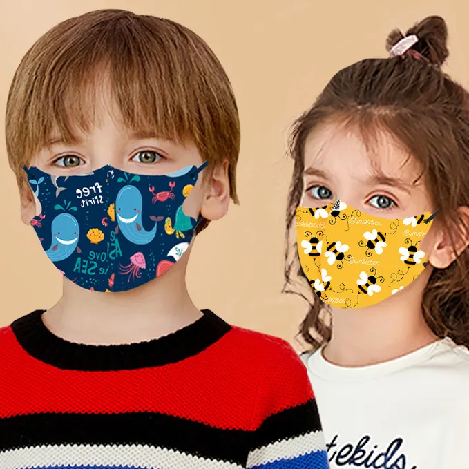 UPF50 Summer UV Eye Protection stampato bambini bambini maschera per il viso tessuto di raffreddamento maschera per il viso in seta di ghiaccio