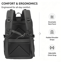 Sac à dos antivol en nylon imperméable avec fermeture éclair en polyester 24L pour ordinateur portable, affaires, voyages, étudiants, hommes, quotidien, bureau, école, extérieur