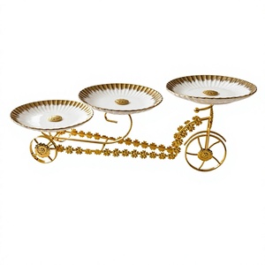 Gold Rimmed Ceramic <b>Bicycle</b> Stand Mats 300mm Diameter Luxury Style Eco-Friendly Handmade Decorative Table <b>Accessory</b> - Product Image 1