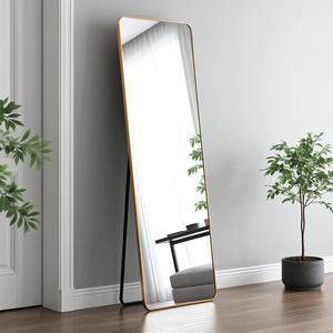 <span class=keywords><strong>Miroir</strong></span> de sol en arche robuste avec cadre en métal 160x50cm doré autoportant décor pleine longueur - Product Image 4