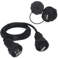 Connecteur de câble étanche à montage sur panneau femelle USB IP67 laiton cuivre avec couvercle de protection