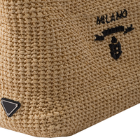 Sac fourre-tout décontracté en raphia de paille durable de haute qualité avec broderie de perles, chaînes, plumes, nœuds et doublure en coton pour femme, idéal pour l'été et la plage