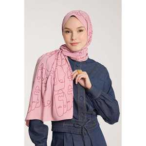 Pure Tone Pink Rose <b>Scarf</b>-Marginal Pattern Complimentary Hat & <b>Gloves</b> <b>Set</b> - Product Image 2