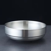 Bol à soupe en acier inoxydable poli de style coréen, durable, grand bol à salade, bol de service pour cantine et cuisine