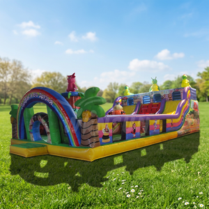 WINSUN Animal Fun City, Castillo Inflable con Tobogán y Trampolín, Certificado CE, PVC Impermeable, Ignífugo, Sin Plomo, Fácil de Usar - Product Image 1