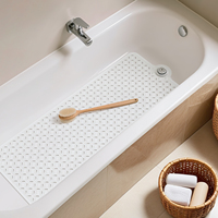Tapis de bain OTHWAY antidérapant pour baignoire, tapis long pour baignoire, attrape-cheveux, grands trous de drainage, tapis de douche intérieur, lavable en machine, blanc
