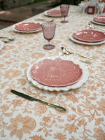 Nappe de table et set de table en coton Jahan-e-Hyderabad 3mm, style naturel écologique, imprimé floral, pour décoration intérieure, mariage, jardin, fête