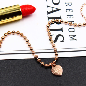 Pulsera de Cadena de Bolitas con Baño PVD de Acero Inoxidable y Tobillera con Dije de Corazón para Mujer |   Impermeable, Hipoalergénico y Resistente a la Decoloración - Product Image 4