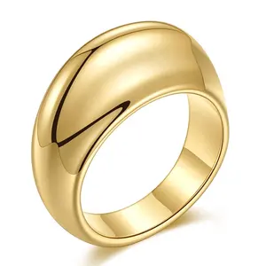 18K Gold Plated Stainless Steel Jewelry Metal Irregular Glossy Solid Finger Accessories Rings R214131