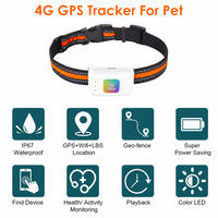 Pelacak GPS AGPS LBS Plastik Pintar Tahan Air untuk Hewan Peliharaan dengan Akurasi 1.5m, Peringatan Suara dan Lampu LED, 4G LTE, Baterai 20+ Jam untuk Anjing dan Kucing