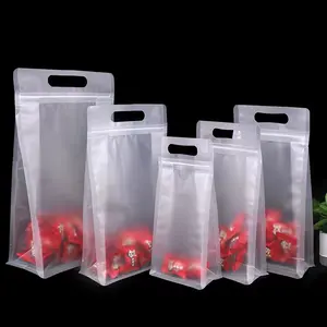 New Custom Design Clear Transparent Window Zipper Bag Size Plastic Stand Up 8 Side Flat Bottom Pouch