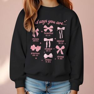 เสื้อฮู้ดเด็กผู้หญิงลายโบว์น่ารัก แขนยาว ผ้าถัก ระบายอากาศได้ดี สำหรับเด็กและผู้หญิง - Product Image 2