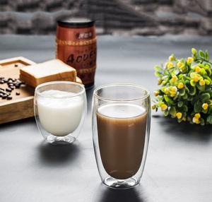 Tasse en verre borosilicate à double paroi résistante à la chaleur HANTANG 80-450ml réutilisable transparente pour café, lait, bière – Vente en gros - Product Image 2