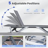 Chaise longue de patio en aluminium au design moderne, avec dossier réglable, tissu double couche résistant aux UV, pour l'extérieur (stock US)