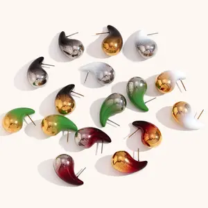 Hot Selling Spray Painted Water Drop Earrings Niche Simple And Fashionable Colors Stainless Steel Christmas Earrings