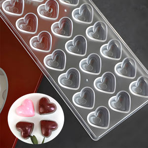 قوالب شوكولاتة مربعة بلاستيكية ثلاثية الأبعاد غير لاصقة من البولي بروبيلين على شكل قلب ومربع - Product Image 2
