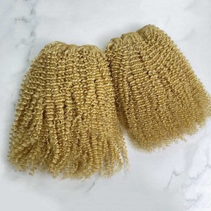# Extensions de cheveux 100% vierges Remy blond 613, double trame, en gros, tissages de cheveux afro crépus bouclés - Product Image 1