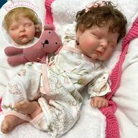 Schlafende 18 Zoll Silikon-Reborn-Puppe für Mädchen mit geschlossenen Augen, flauschigem Haar und weicher Haut für emotionale Nachtsgefährtin