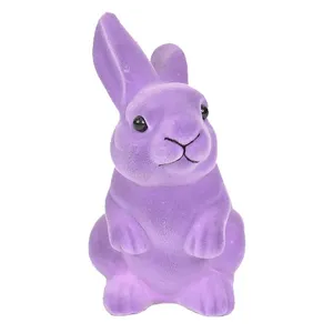 Spring Easter Day Decor Sale Purple Plastic Bunnies Plastic Easter Gift Items Goods Rabbit Figurines Sets Table Decoration